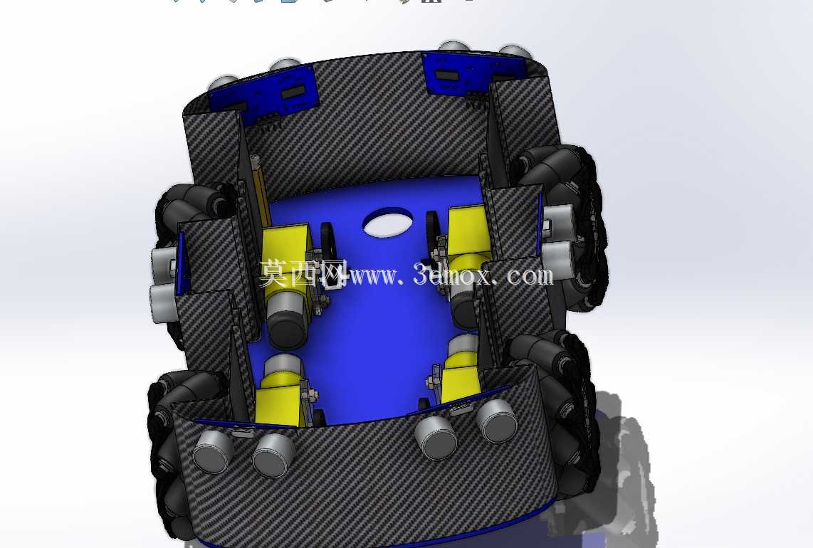 避障遥控车 – 完整 SolidWorks 装配图(Arduino、6 个超声波传感器、4 个电机)