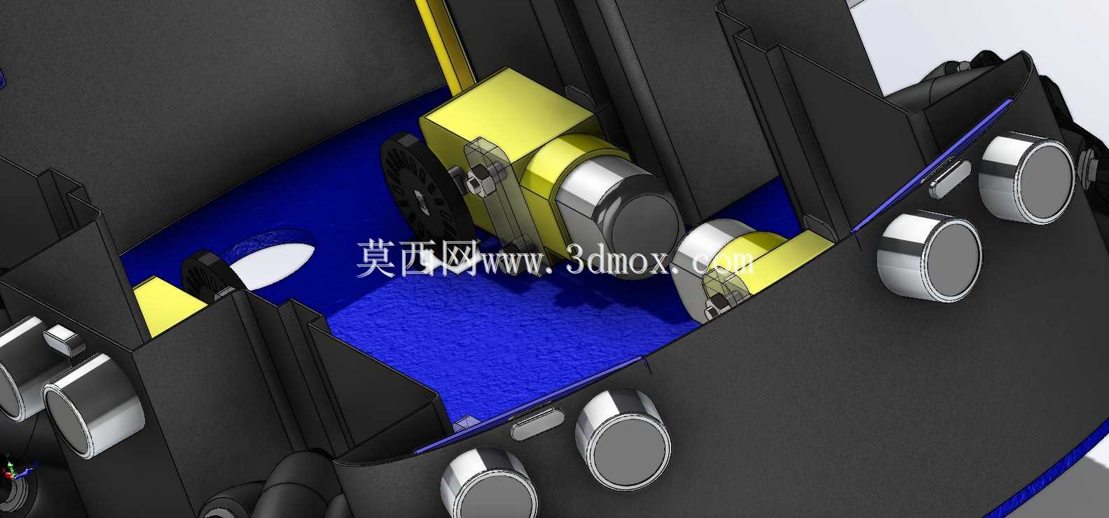 避障遥控车 – 完整 SolidWorks 装配图(Arduino、6 个超声波传感器、4 个电机)