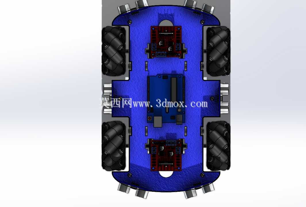 避障遥控车 – 完整 SolidWorks 装配图(Arduino、6 个超声波传感器、4 个电机)