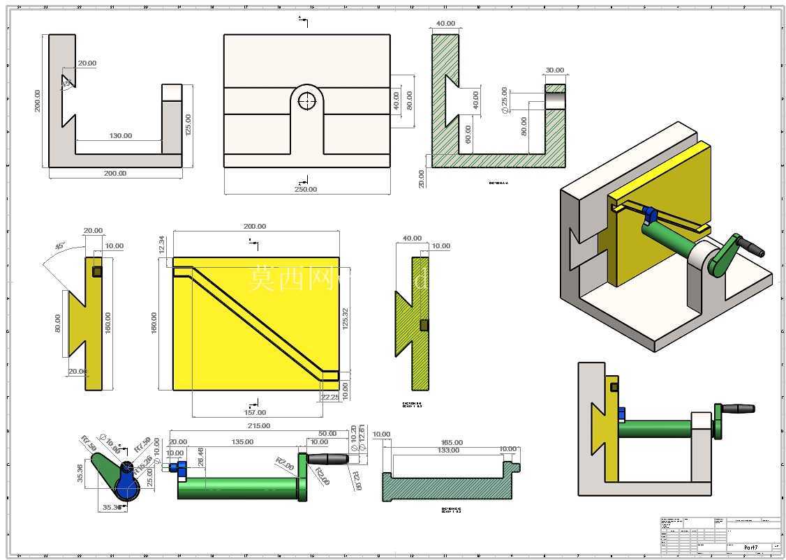 SolidWorks中的旋转到直线运动机构