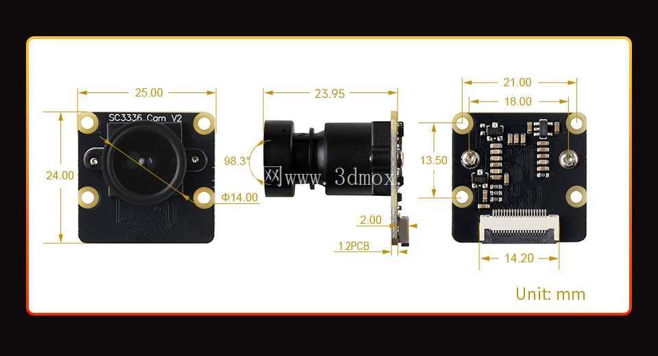 SC3336 3MP 摄像头模块 (B) – MIPI-CSI 3MP 彩色摄像头