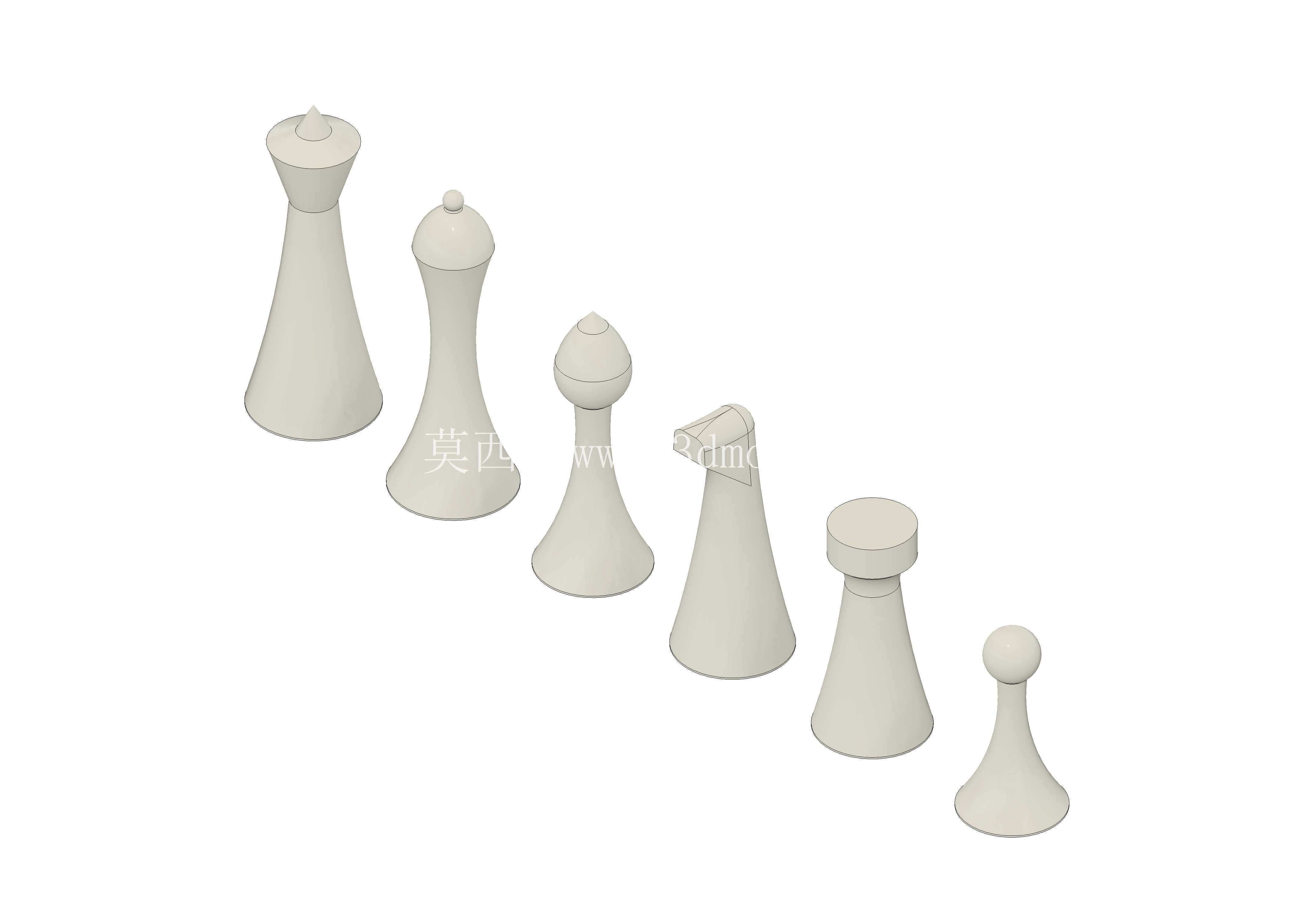 受赫尔曼·奥姆启发设计的3D打印国际象棋套装