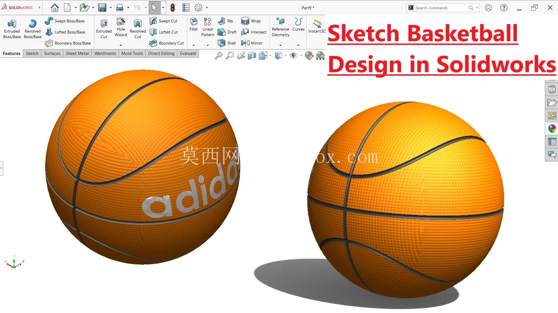 如何在SolidWorks中制作篮球模型 | SolidWorks教程