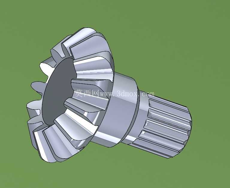 带花键轴的锥齿轮 – SolidWorks 模型