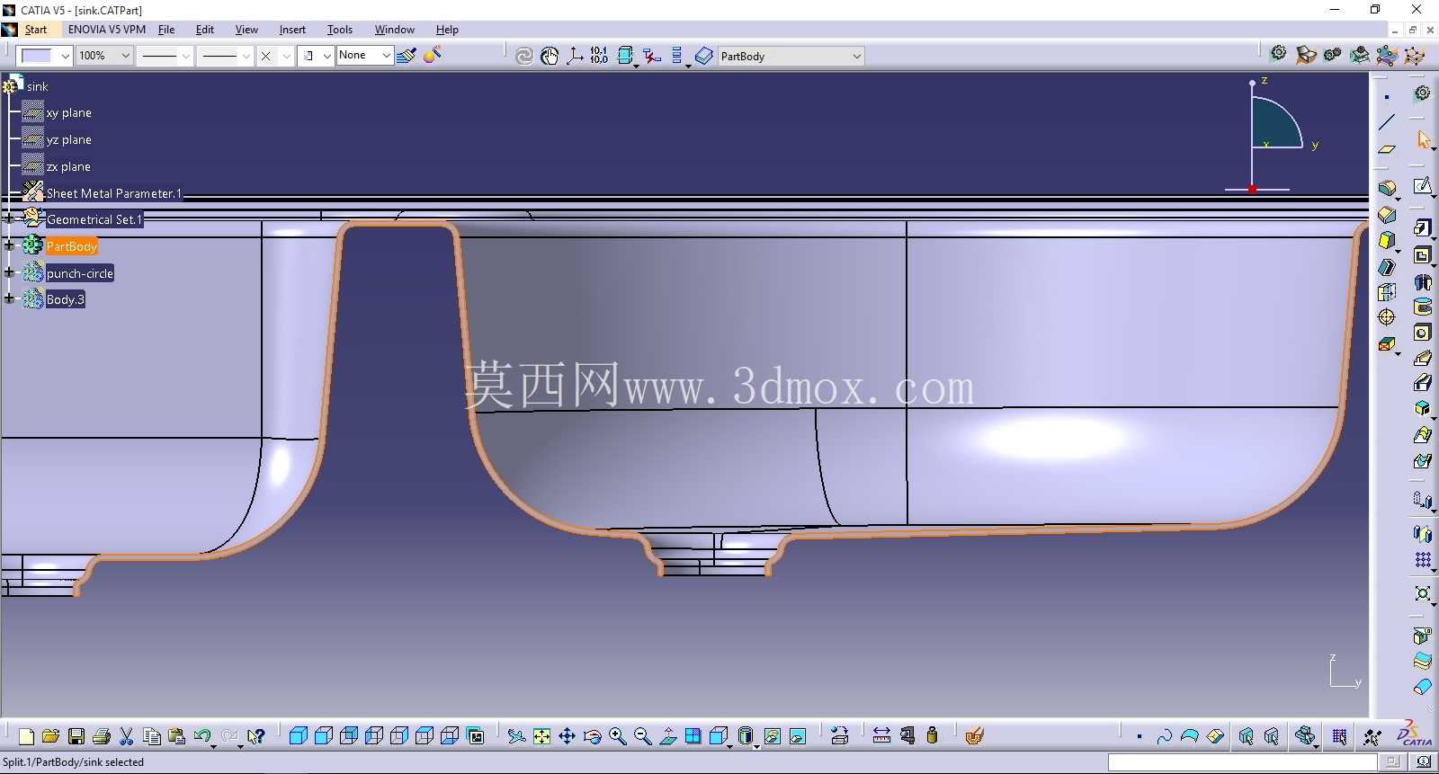 catia V5R21 倾斜水槽