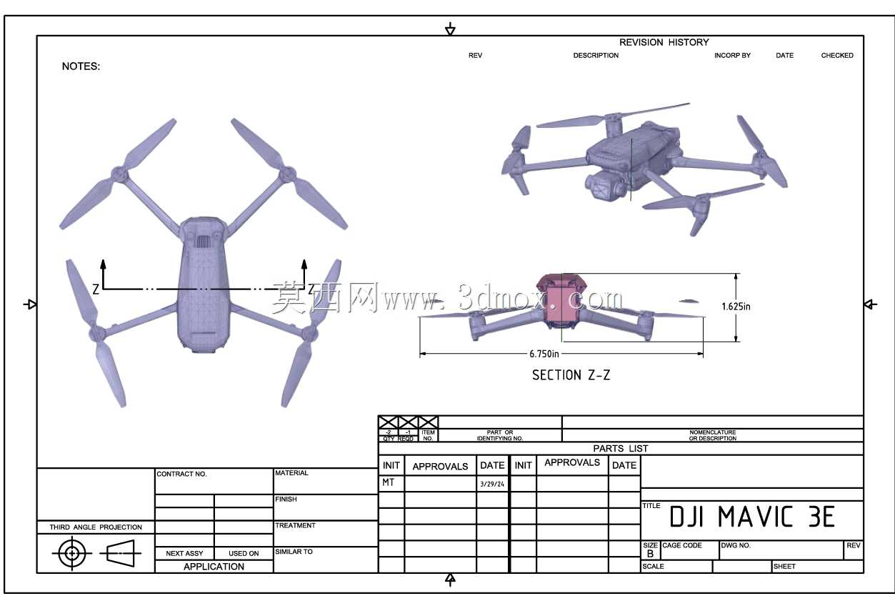 DJI MAVIC 3E 3D扫描STL模型的横截面视图(STL不是CAD文件)
