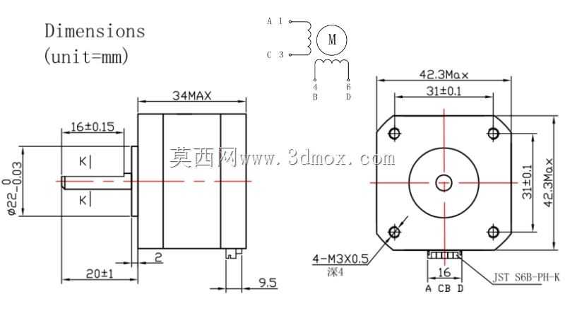NEMA 42HB34F08AB 1.7A