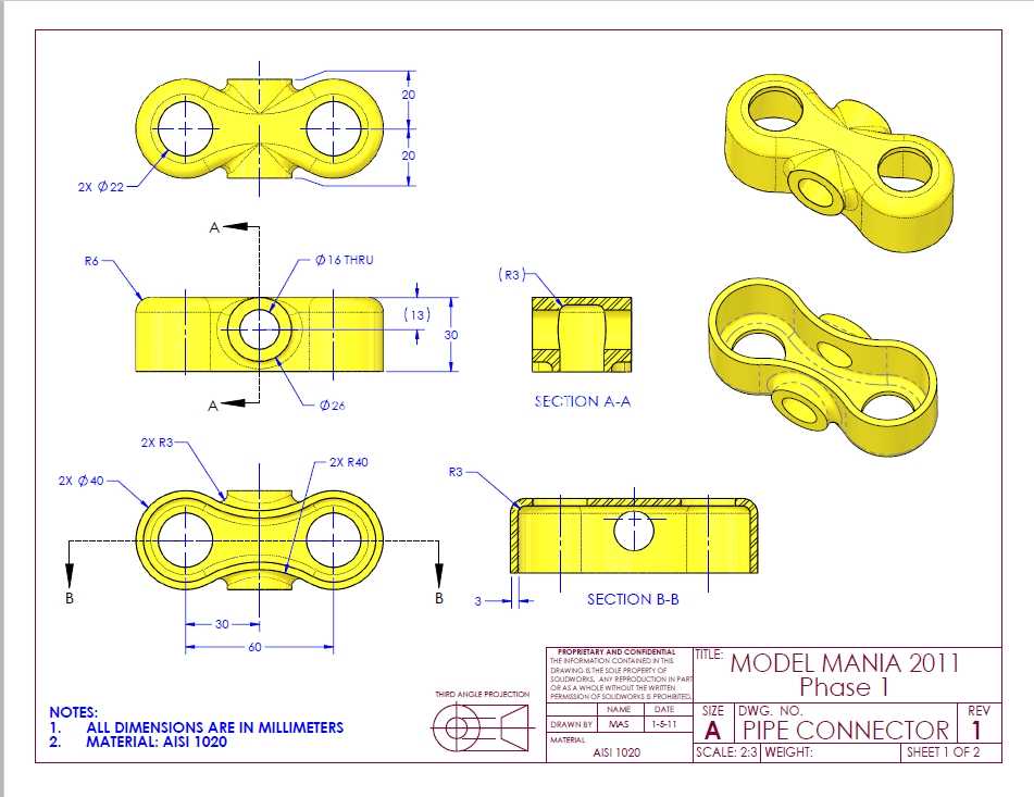 SOLIDWORKS World 练习:Model Mania 2011。