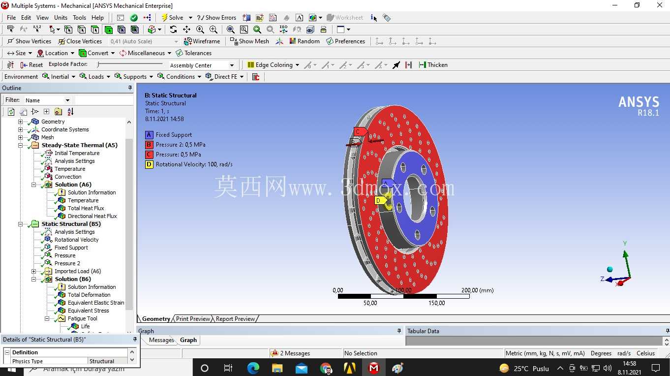 Ansys 中的制动盘分析