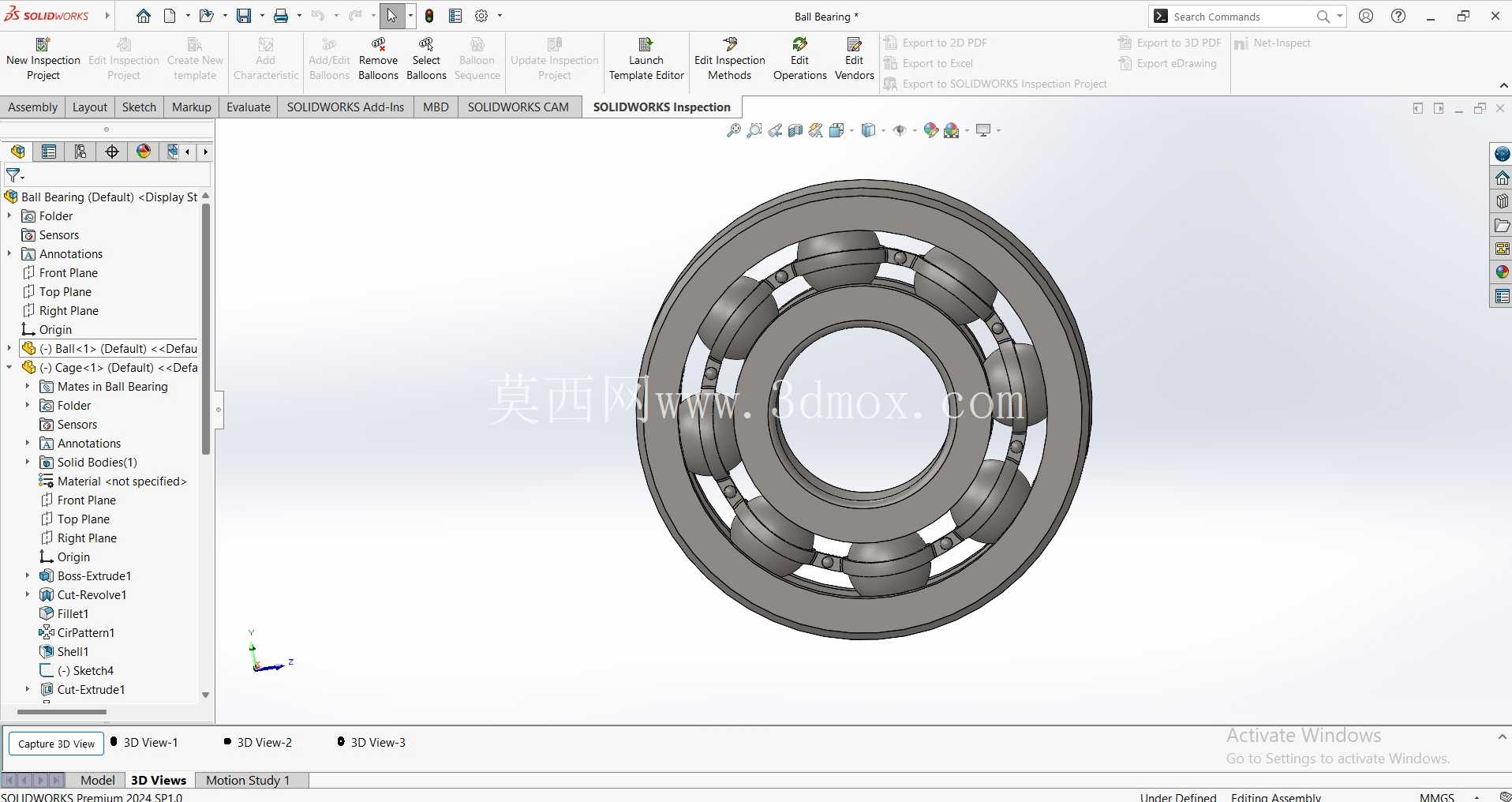 精密滚珠轴承模型 - SolidWorks