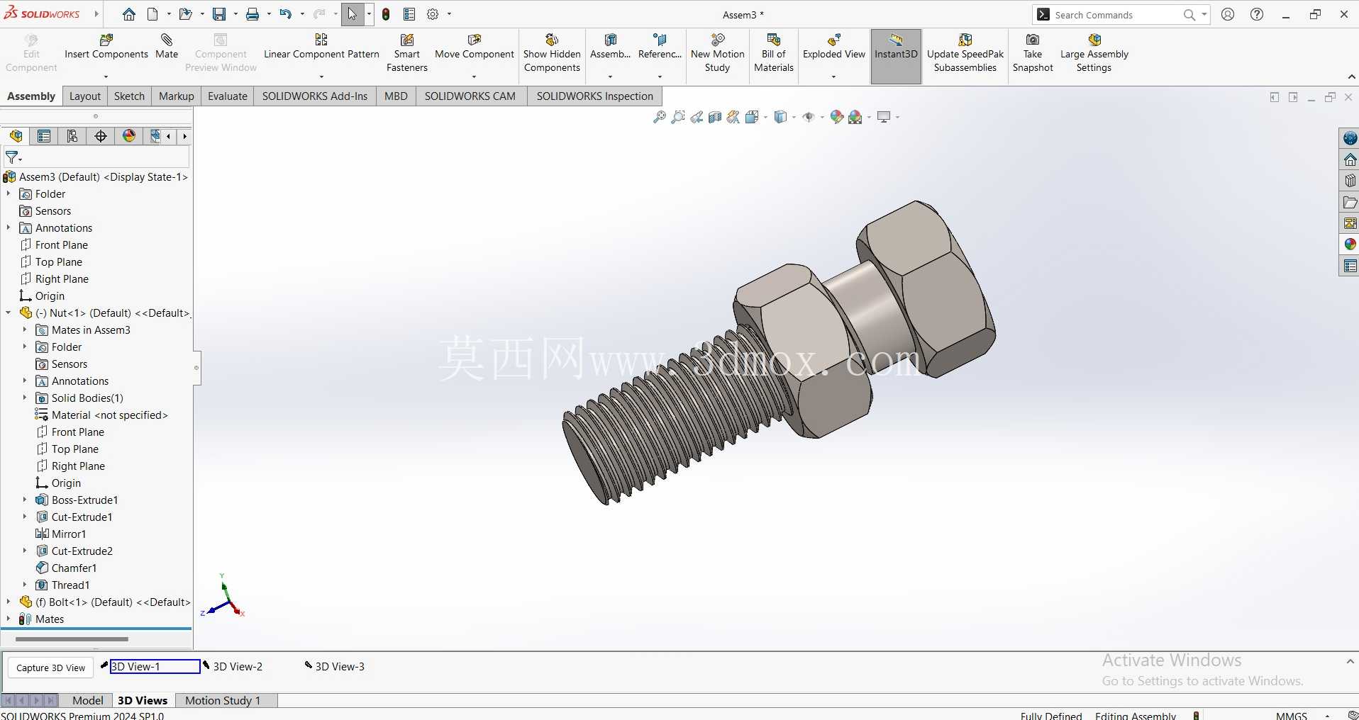 高质量螺母和螺栓模型 - SolidWorks