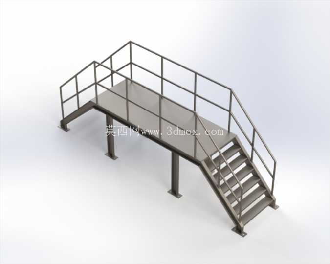 工业钢楼梯 - 3D CAD 模型(STEP 文件)