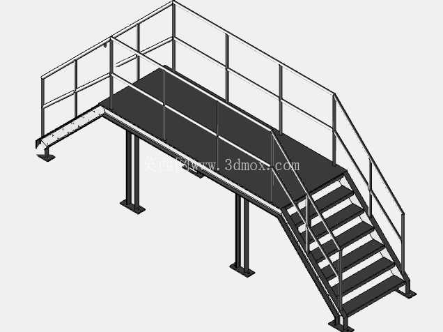 工业钢楼梯 - 3D CAD 模型(STEP 文件)