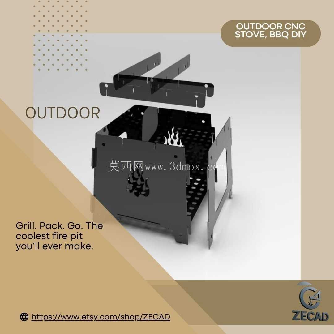 烧烤炉| 户外炉|便携式火坑| 适用于 CNC 激光切割的 SolidWorks 设计