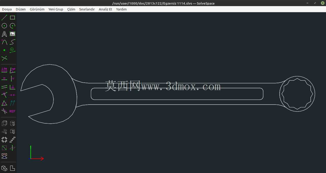3D CAD 练习 1114 - 开口扳手 - a??k a??z anahtar