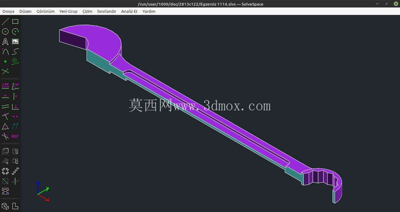 3D CAD 练习 1114 - 开口扳手 - a??k a??z anahtar