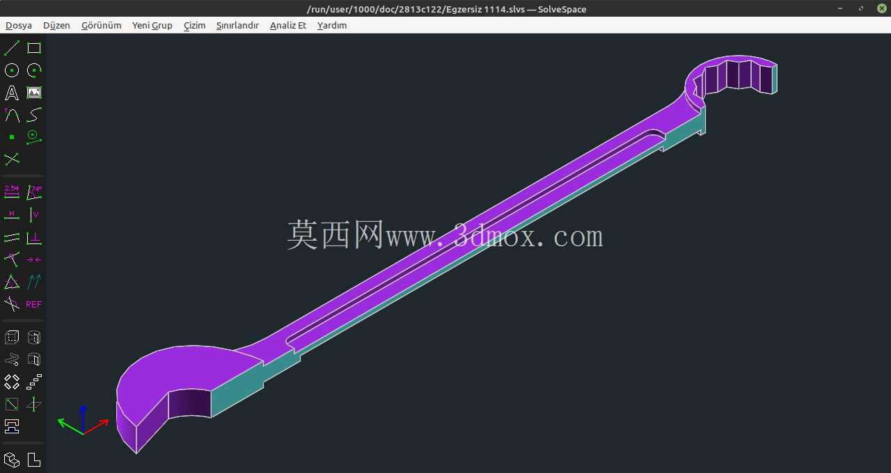 3D CAD 练习 1114 - 开口扳手 - a??k a??z anahtar