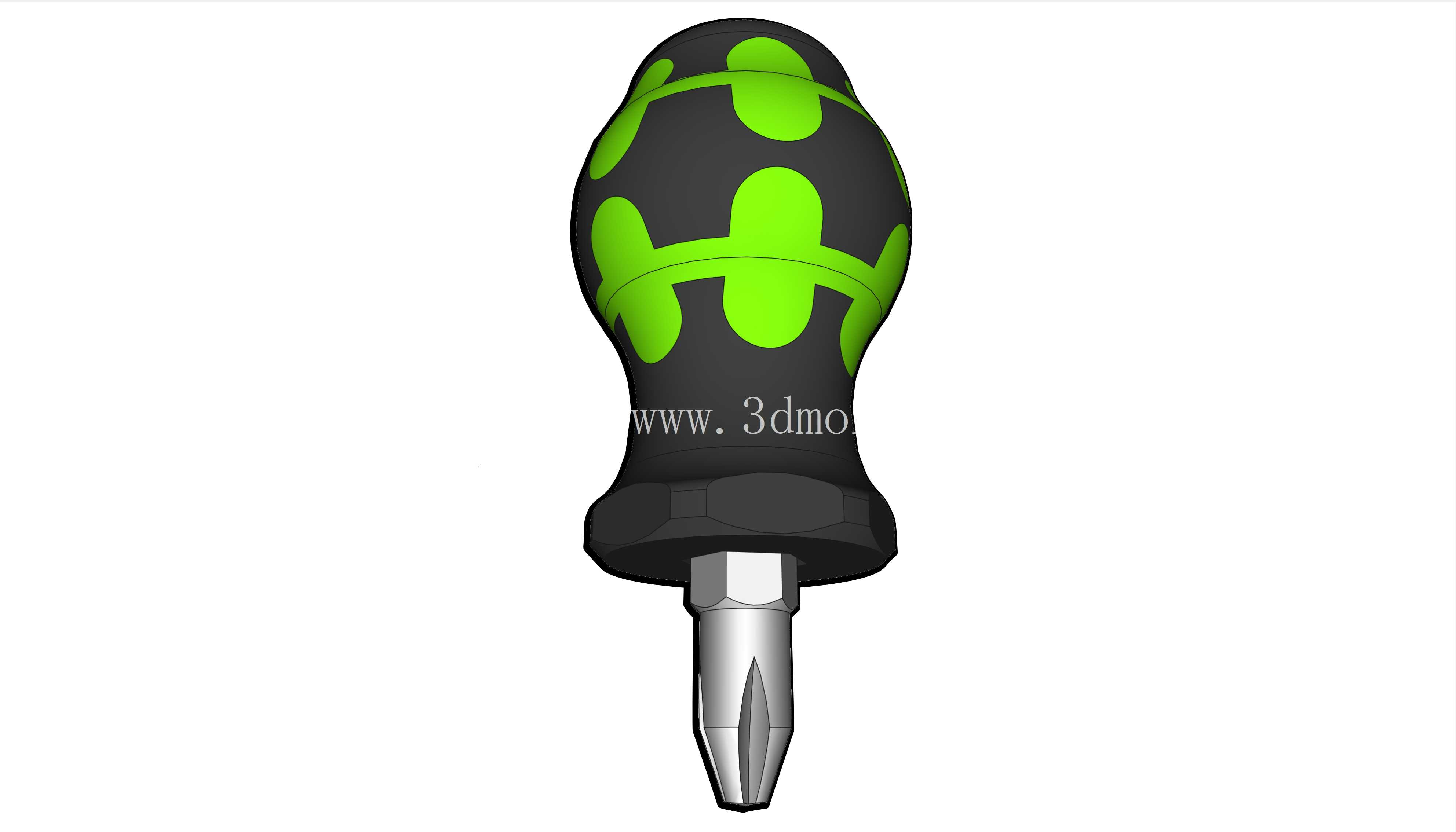 3D 打印粗短螺丝刀刀头手柄(Wera 风格),适用于 1/4\" 六角刀头