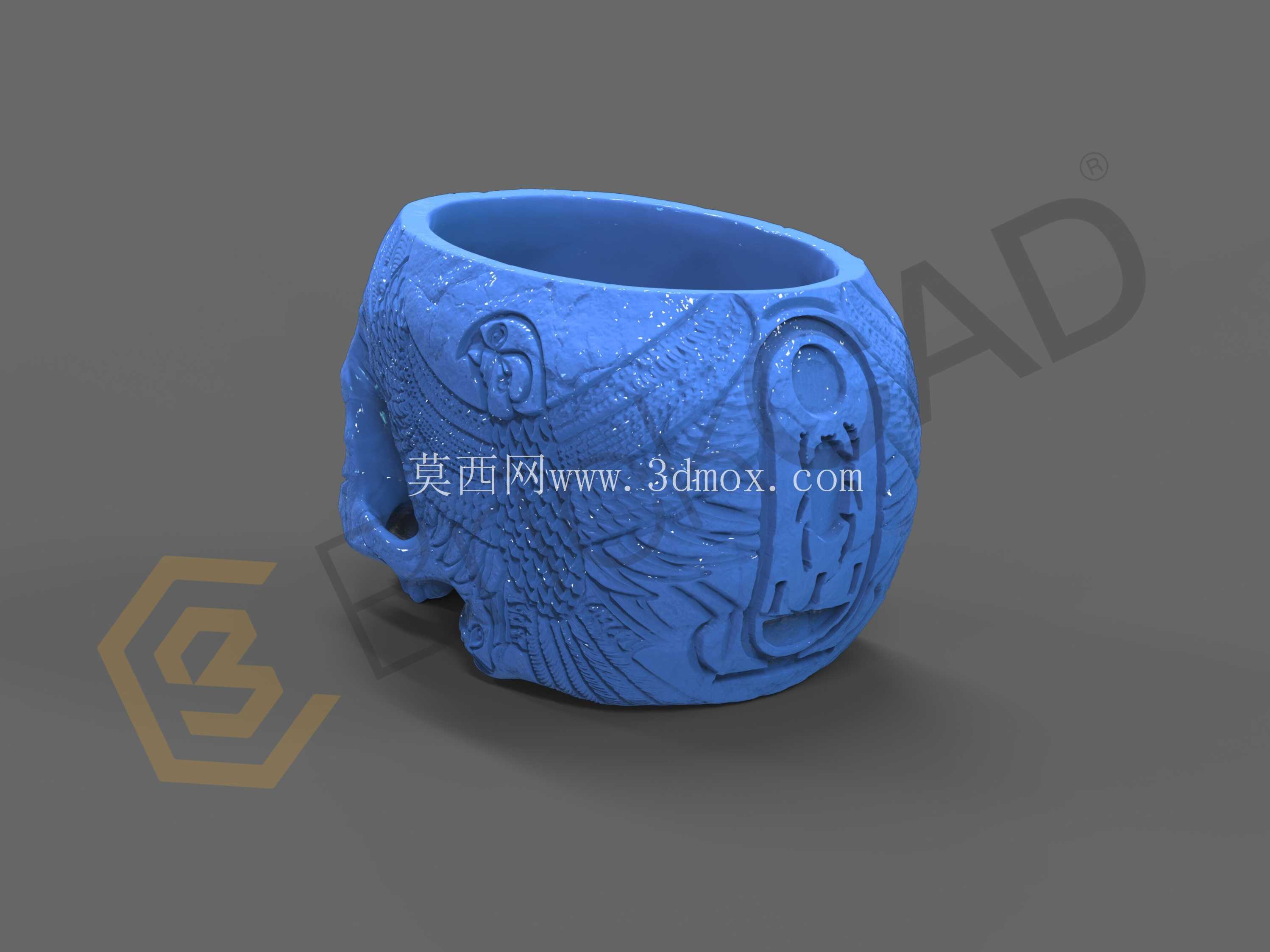 可打印古董骷髅刷\笔架| 办公桌配件装饰 CAD 模型
