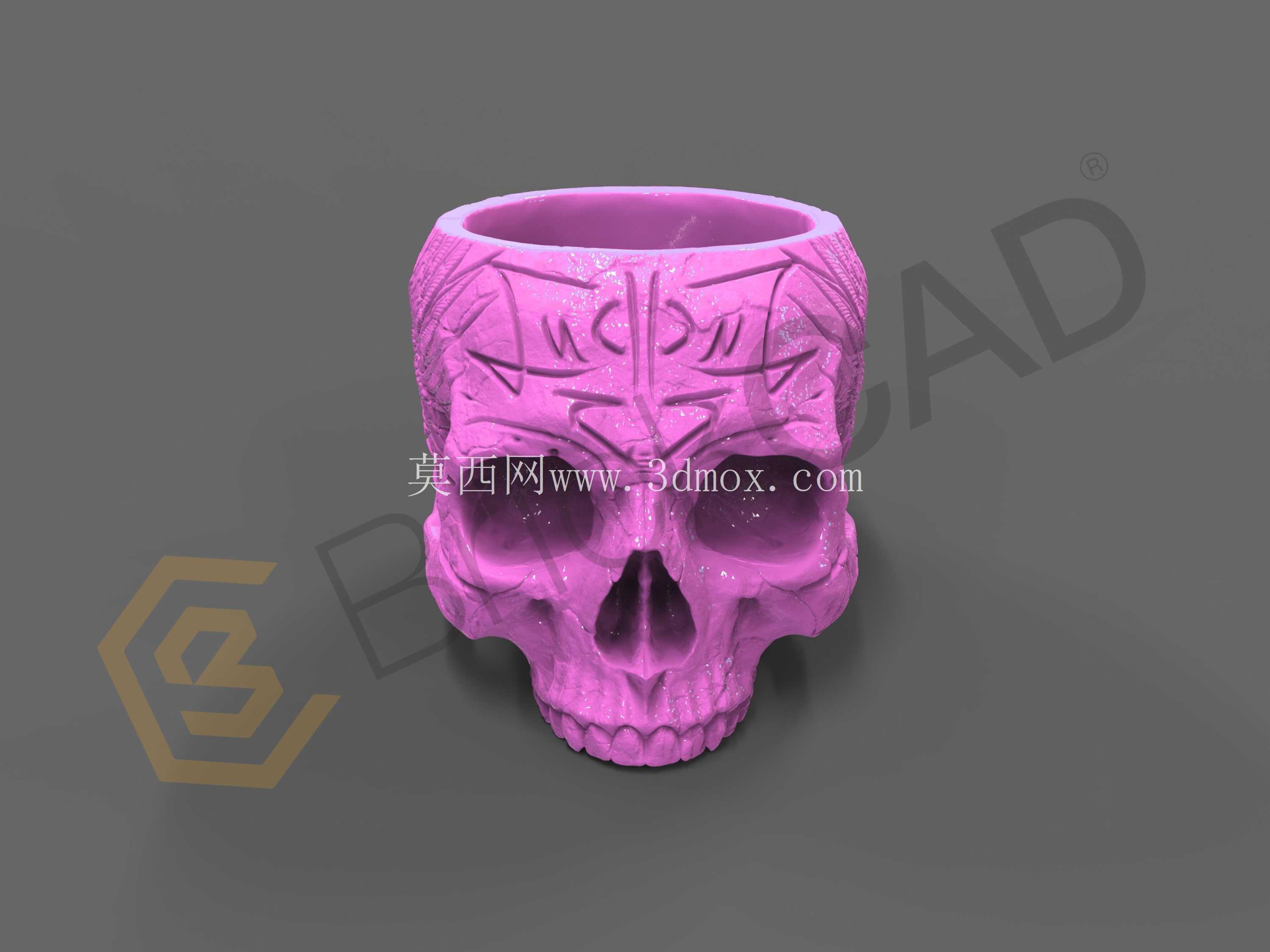 可打印古董骷髅刷\笔架| 办公桌配件装饰 CAD 模型