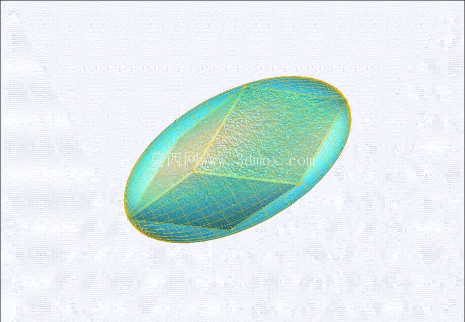 刻在旋转椭球体上的锐金色菱面体