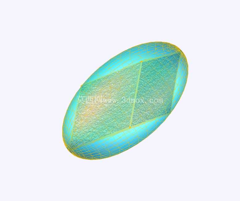 刻在旋转椭球体上的锐金色菱面体