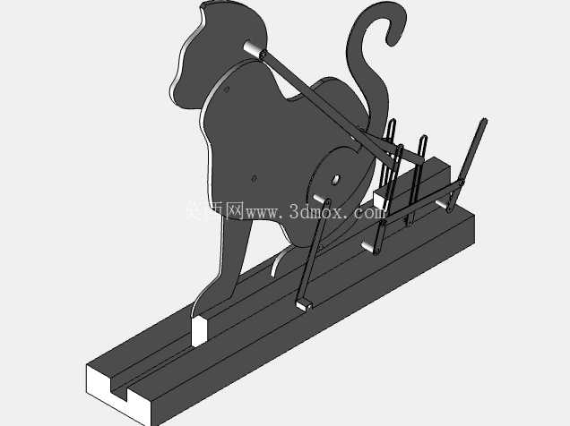 具有机械紧缩实验室风格的 3D 猫玩具