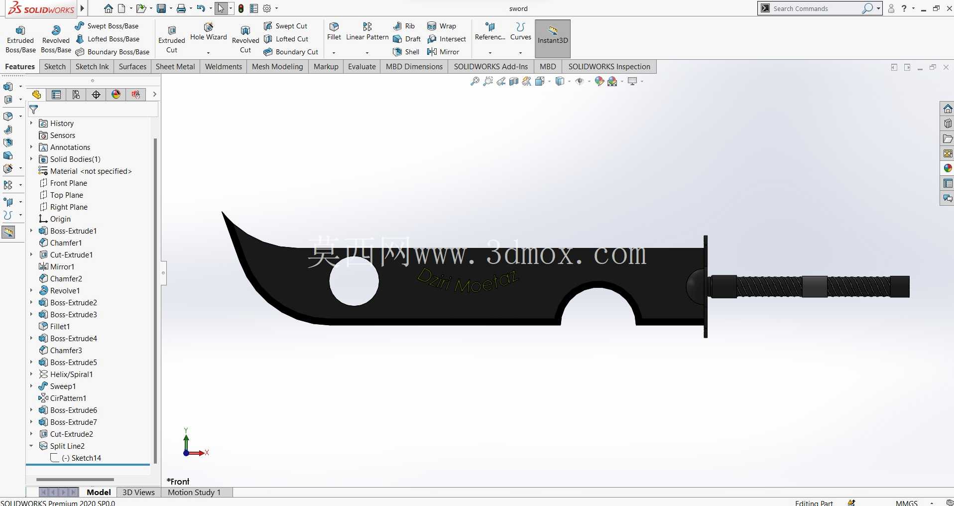 SolidWorks չʾ��Zabuza Sword ���