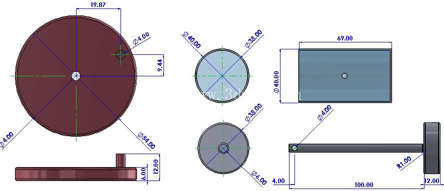 Solidworks 中的摆动活塞气缸机构