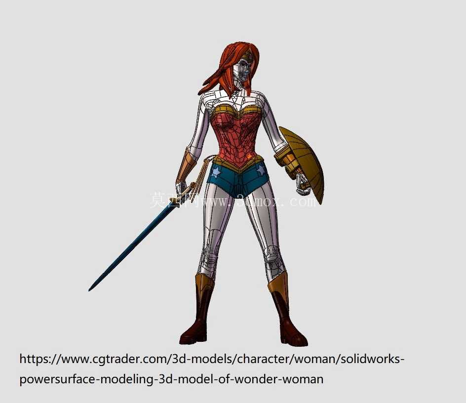 SolidWorks Powersurface 建模神奇女侠 3D 模型 3D 模型