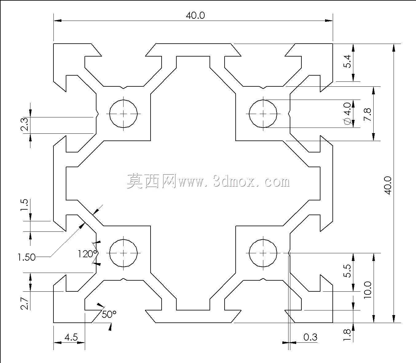 40 x 40铝型材
