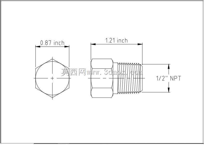 1/2“NPT外螺纹六角头管塞管件