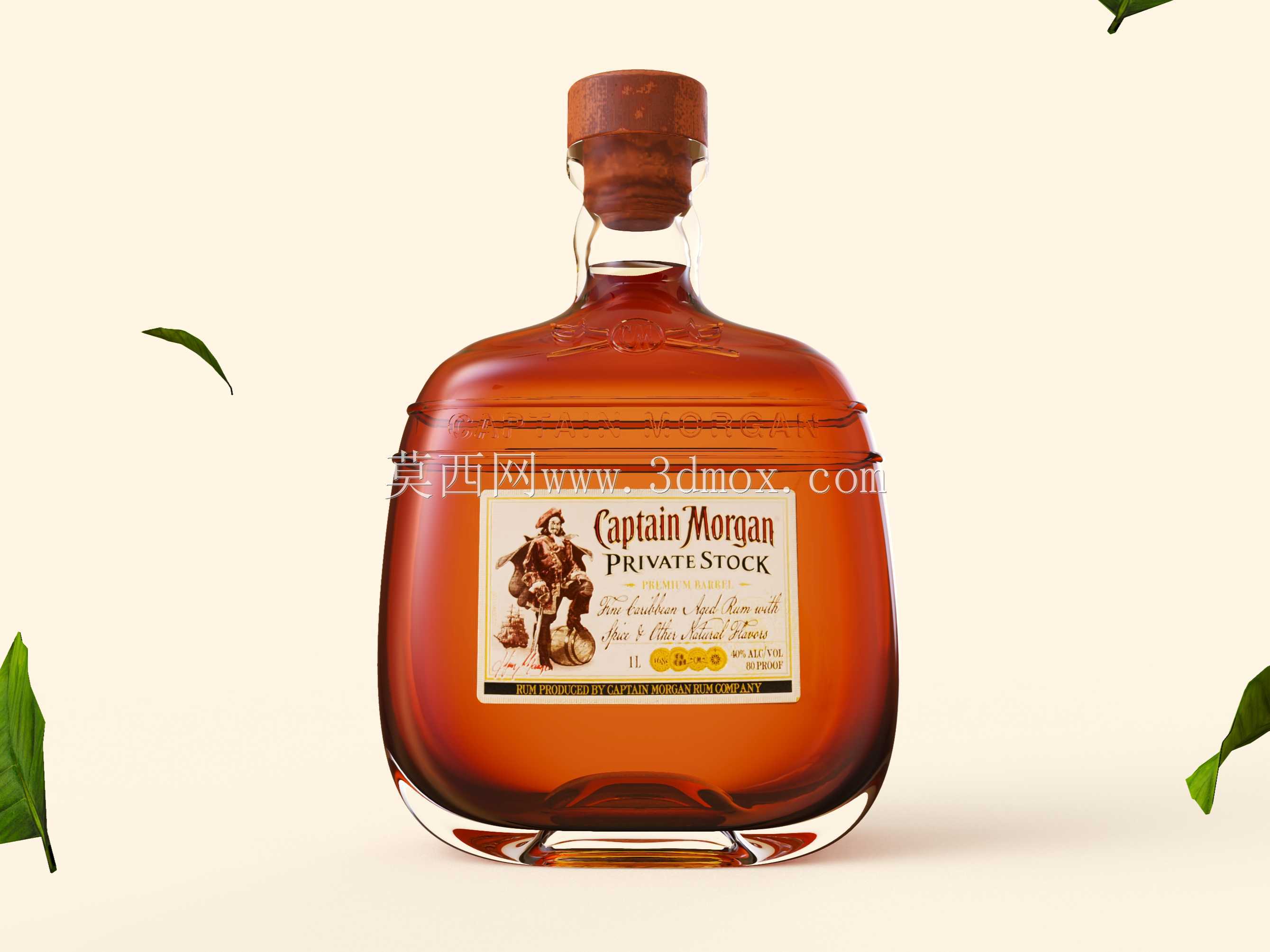 朗姆酒玻璃瓶摩根船长