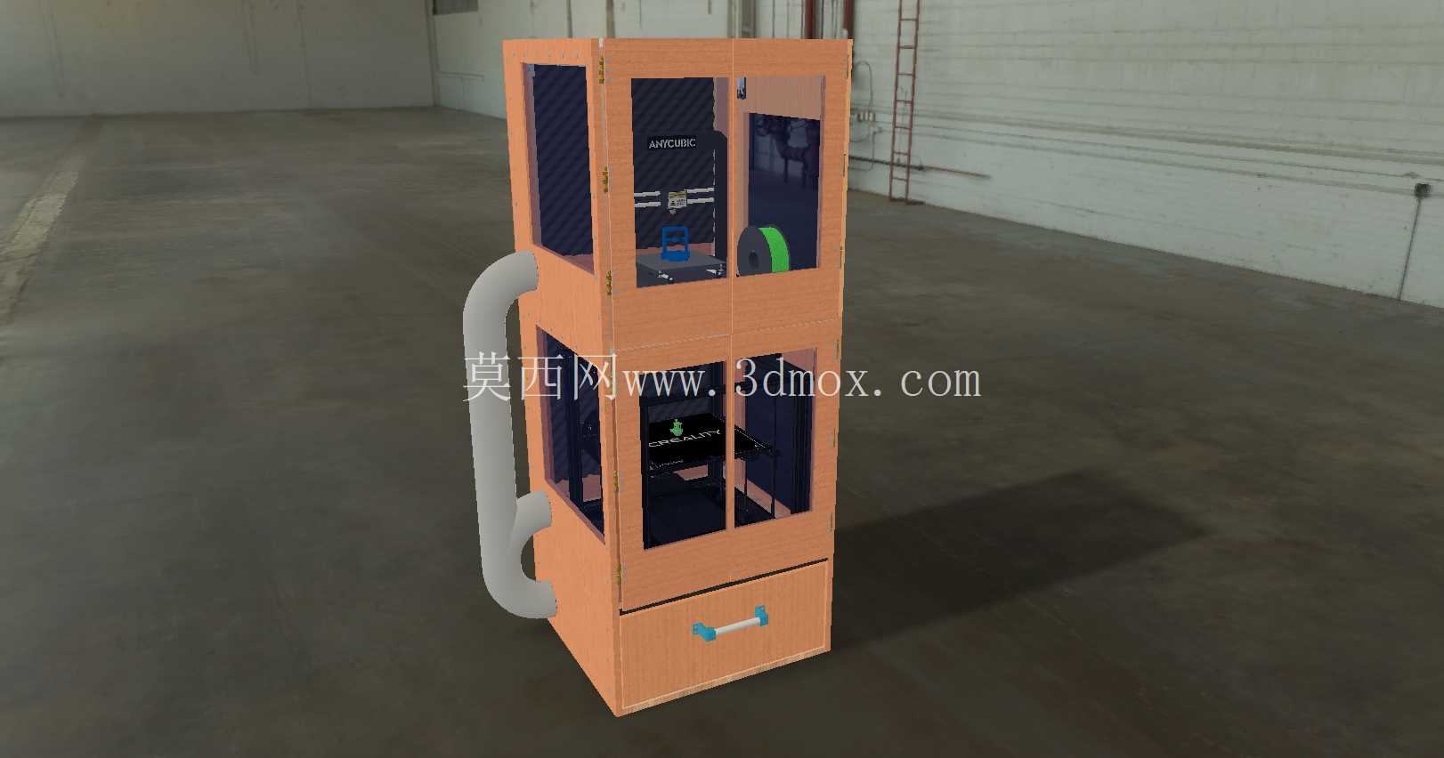 打印机柜外壳可容纳两台打印机,最多可达 Ender 5 Plus