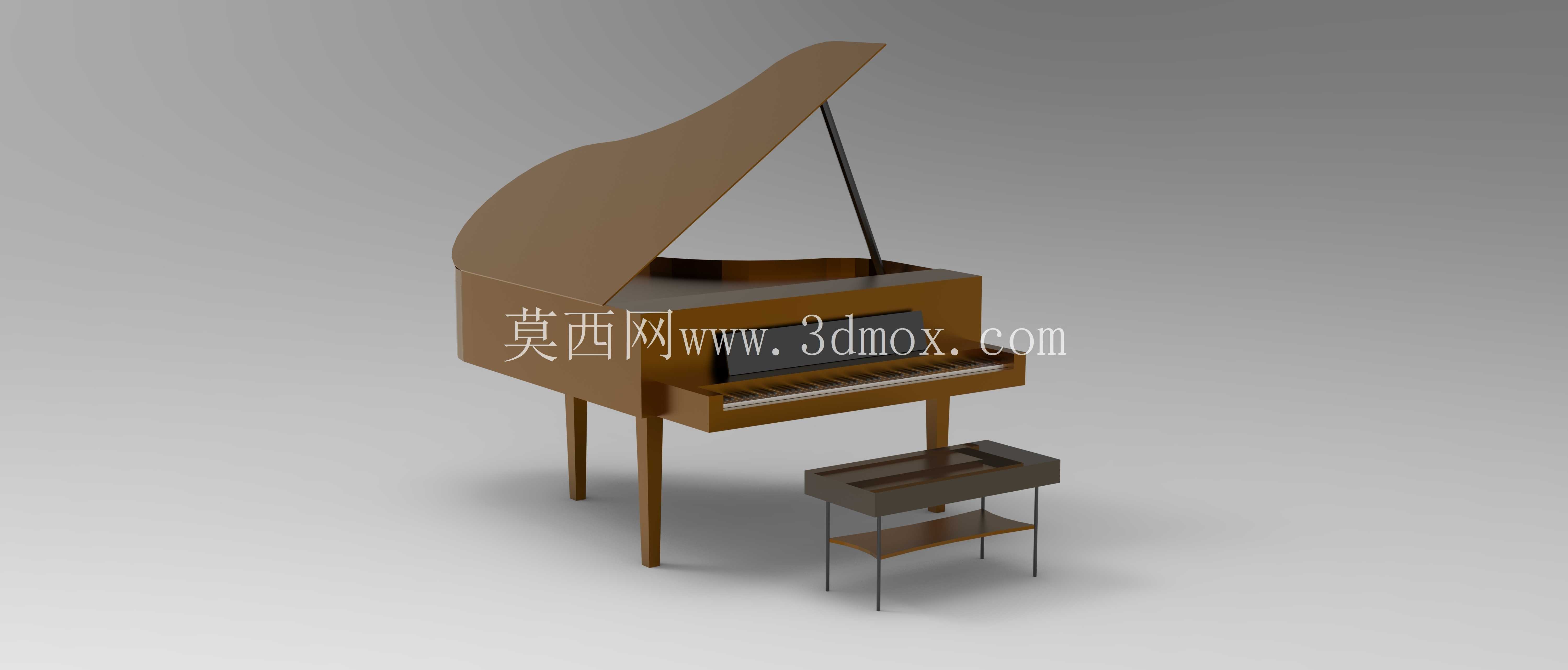 三角钢琴 - 3D 产品可视化(AutoCAD + KeyShot)
