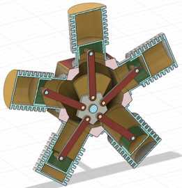 星形发动机总成| 详细的多缸机械 CAD 模型