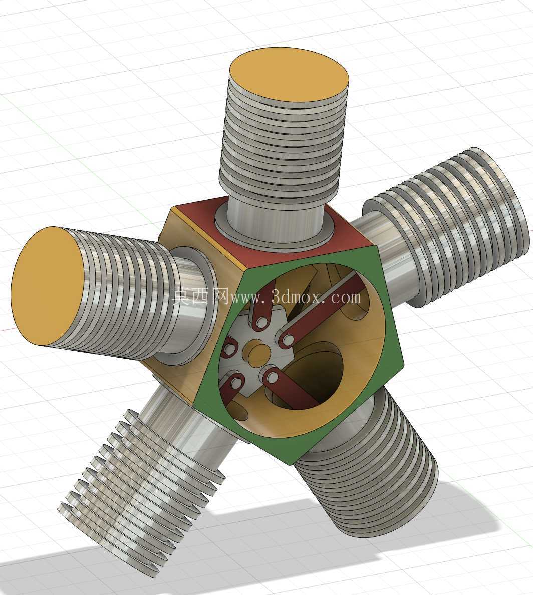 星形发动机总成| 详细的多缸机械 CAD 模型