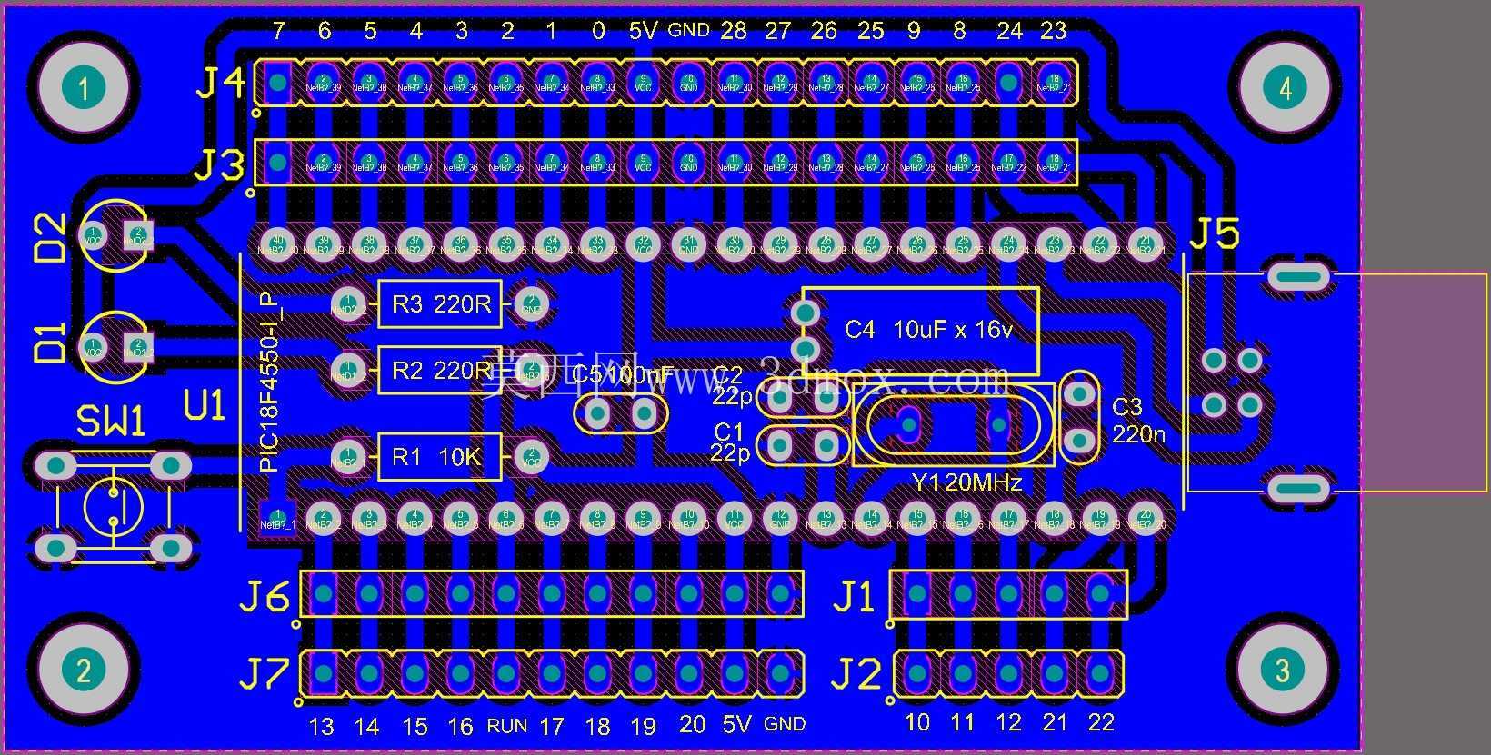 Pinguino PIC 18F4550 - Altium