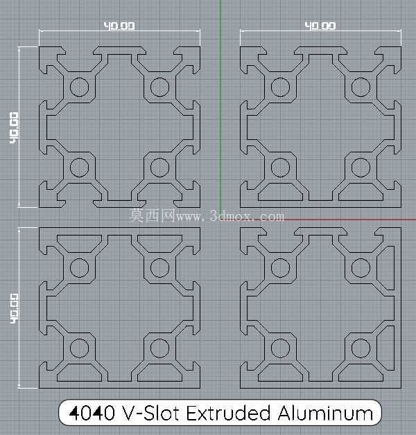 OpenBuilds V 型槽挤压件的高精度 CAD 模型 - 2020、2040、4040 轮廓