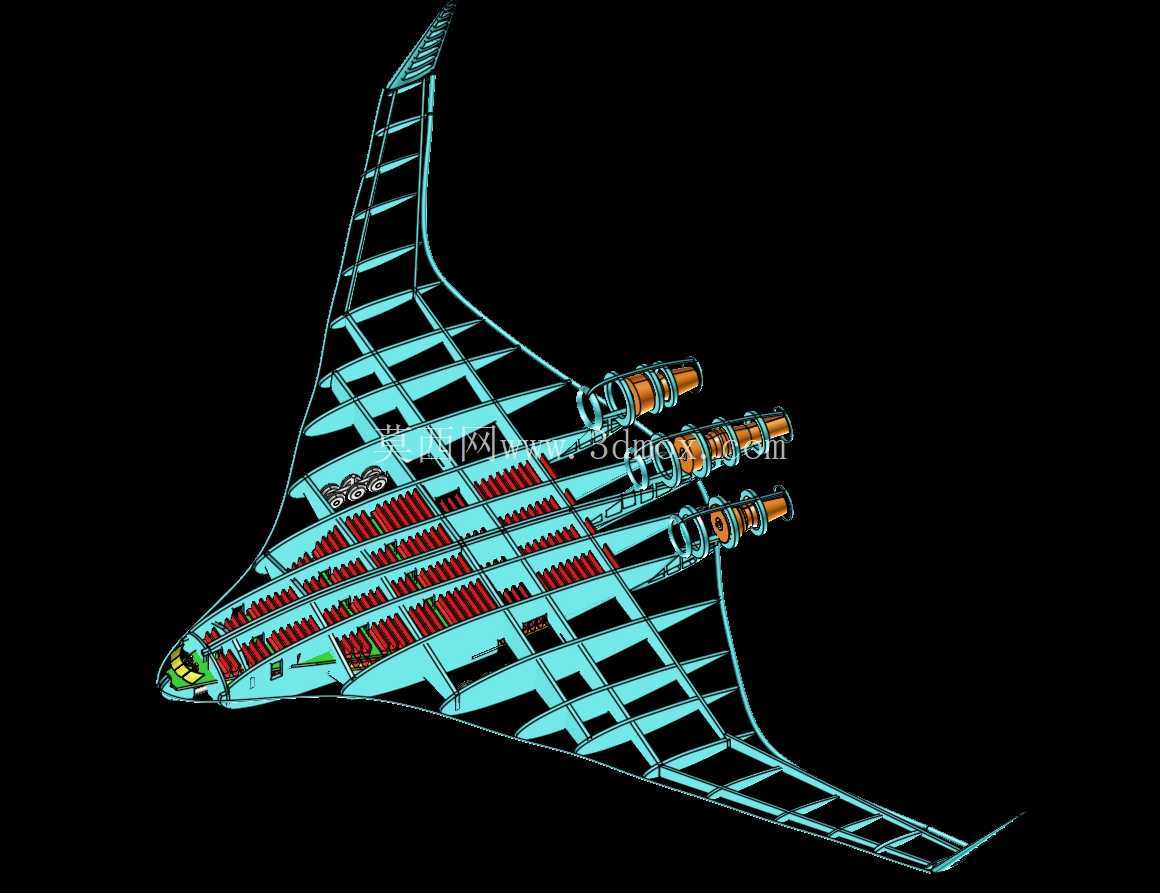 NASA-波音混合翼体 (BWB) 实体装配模型