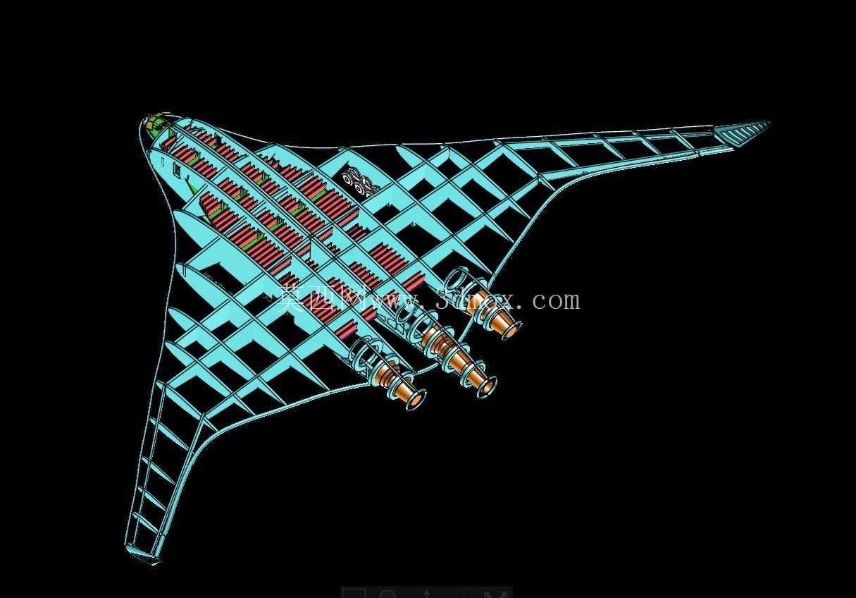 NASA-波音混合翼体 (BWB) 实体装配模型