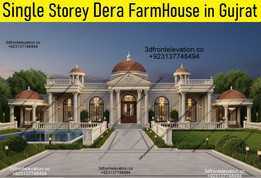 古吉拉特邦 Kharian Mandi mandi bahauddin 的单层 Dera 农舍设计