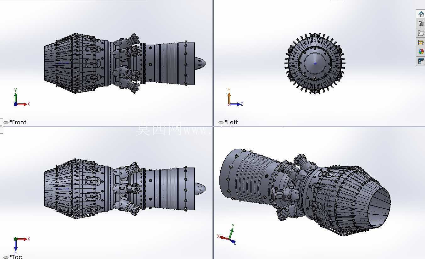 涡轮风扇喷气发动机 - CAD 模型