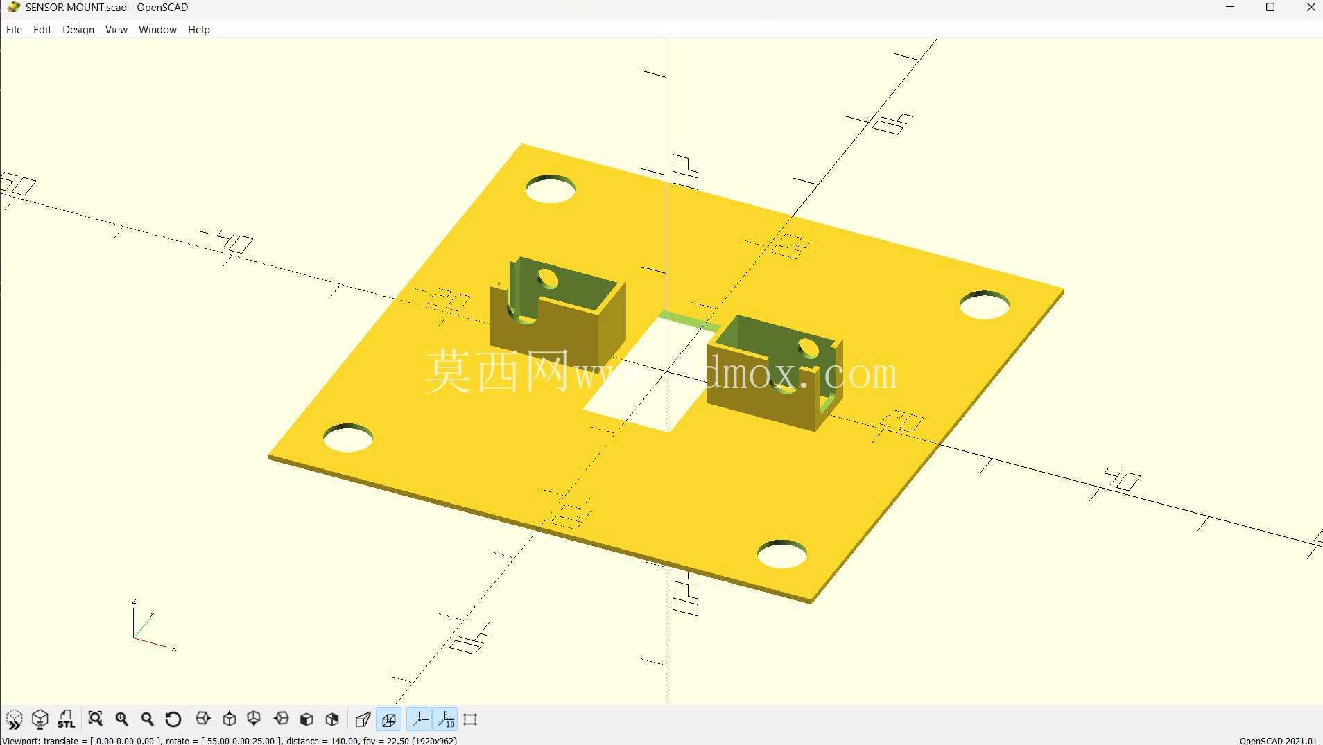 OPENSCAD 安装传感器