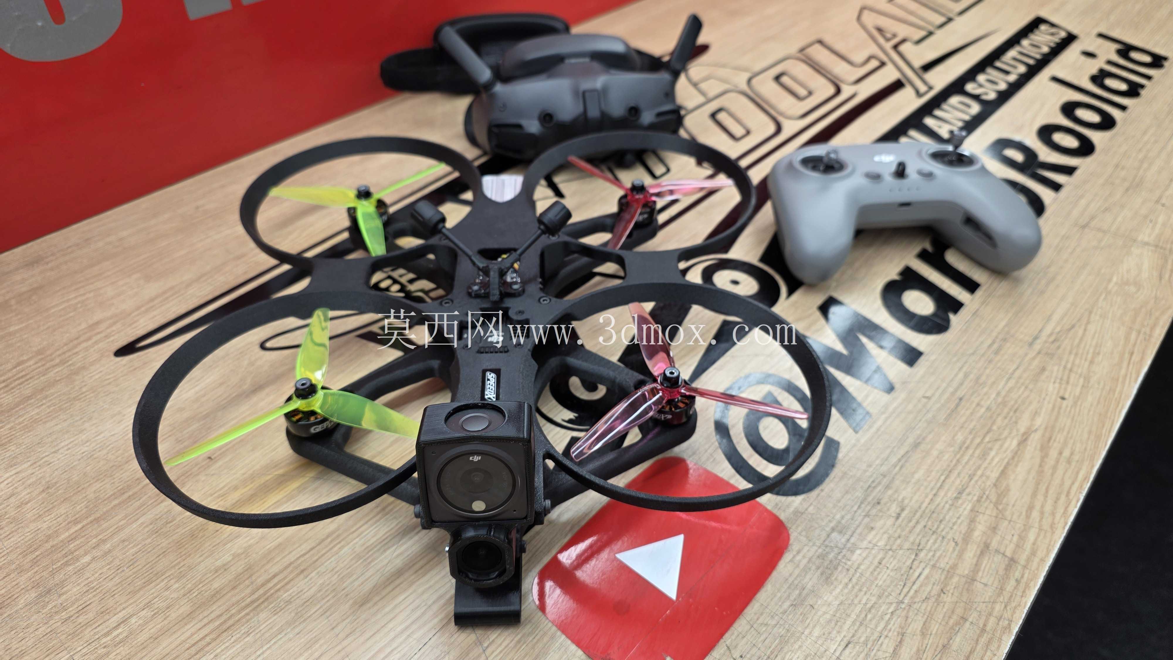 5 英寸管道式电影 FPV 无人机,配备 DJI O4 Pro 和 Action 2 支架,3D 打印
