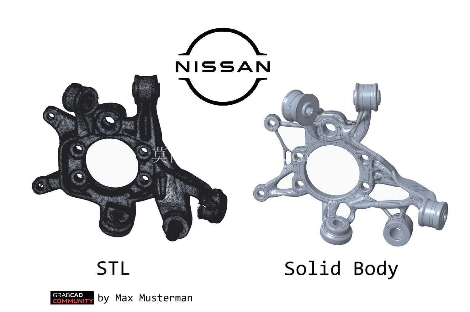 Nissan 240sx S14 后转向节 - 生成式设计实体(基于扫描的优化)