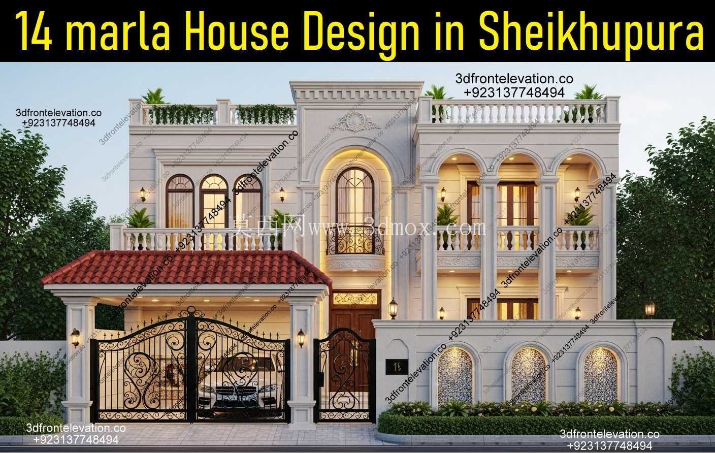 14 Marla House设计——Sheikhupura的西班牙古典风格