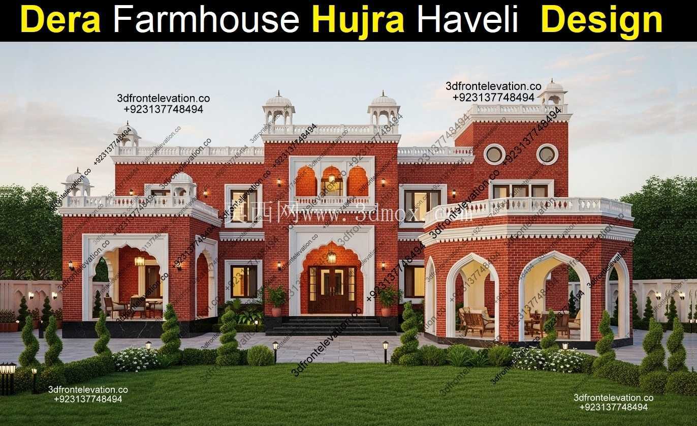 旁遮普邦的 Dera 农舍 Hujra Haveli 设计 - 传统红砖建筑