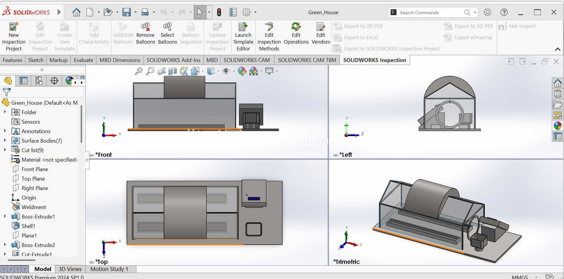 温室原型模型 - SolidWorks Design