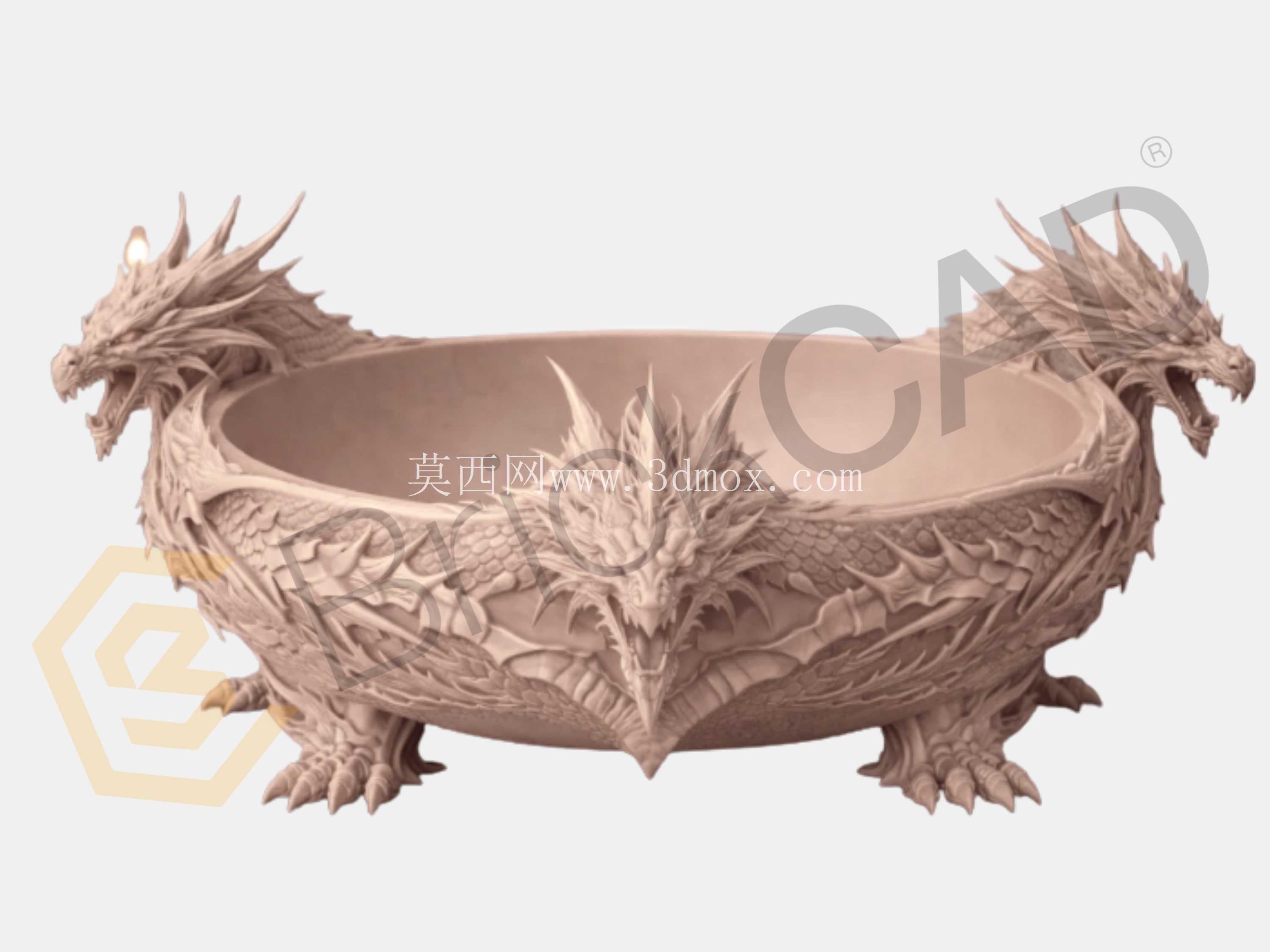 龙碗 – 3D 可打印 CAD 模型 | SolidWorks 幻想装饰设计